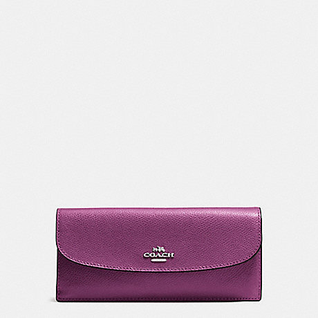 COACH SOFT WALLET IN CROSSGRAIN LEATHER - SILVER/MAUVE - f54008