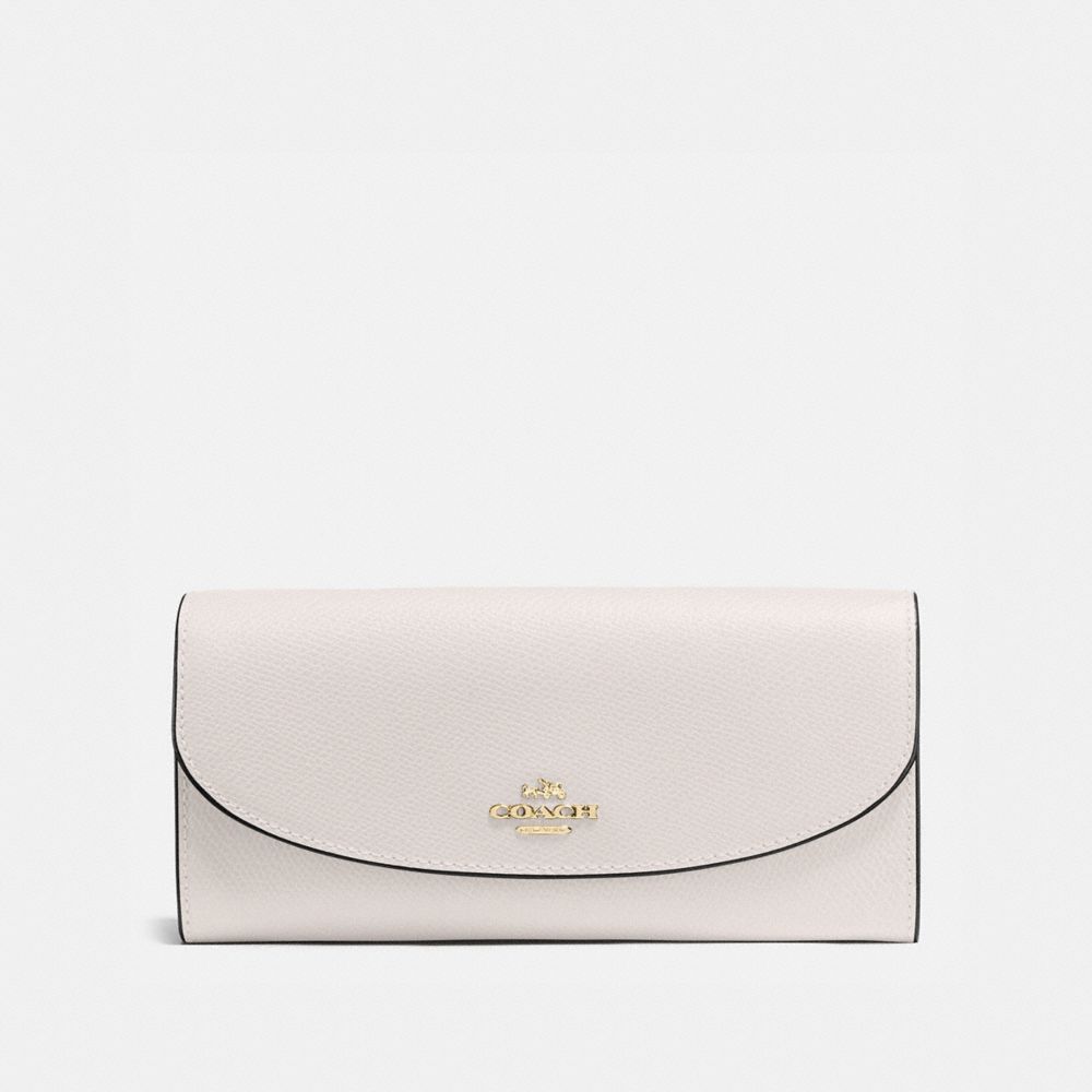 SLIM ENVELOPE WALLET IN CROSSGRAIN LEATHER - COACH f54009 - IMITATION GOLD/CHALK