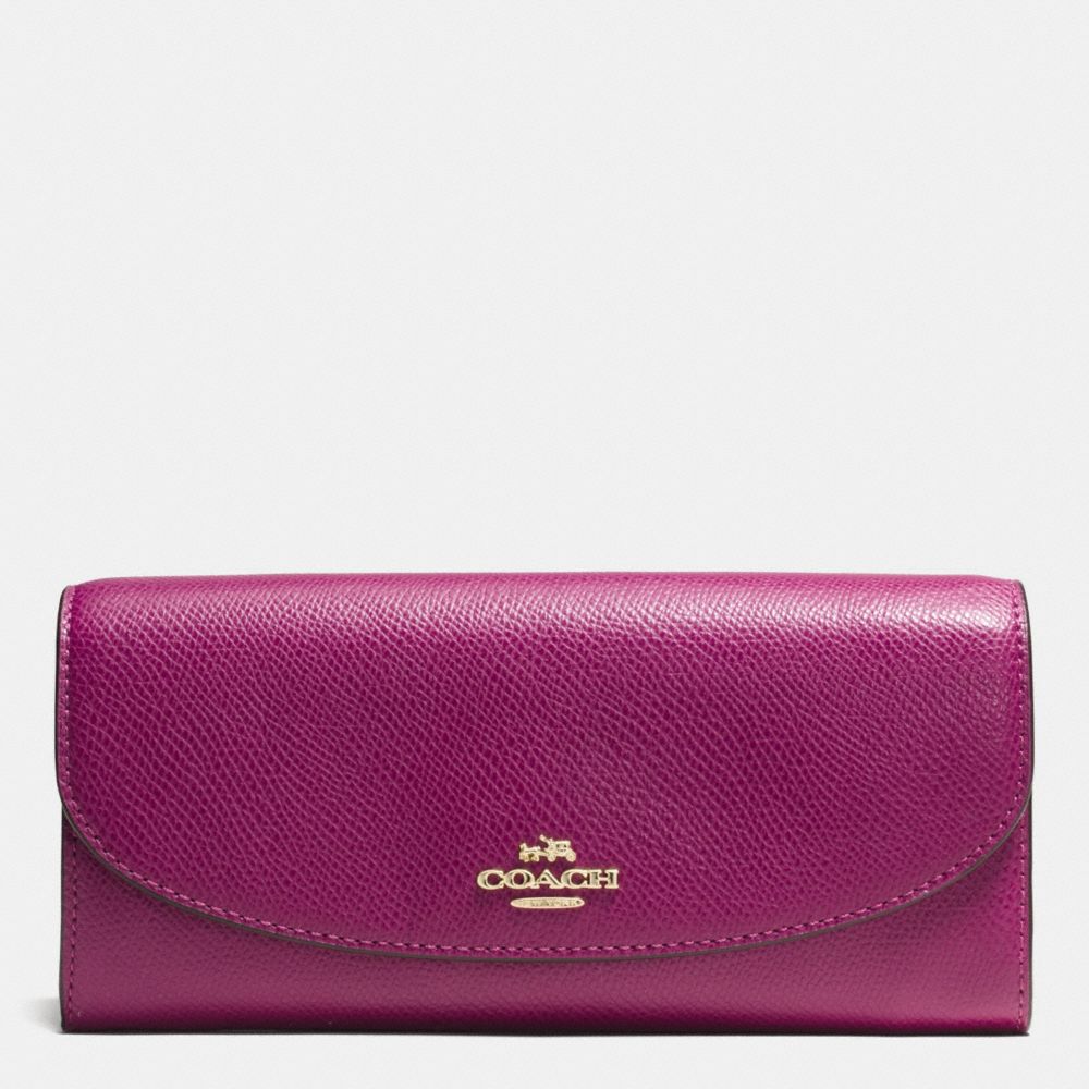 SLIM ENVELOPE WALLET IN FIELD FLORA PRINT COATED CANVAS - COACH f54012 - IMITATION GOLD/FUCHSIA MULTI