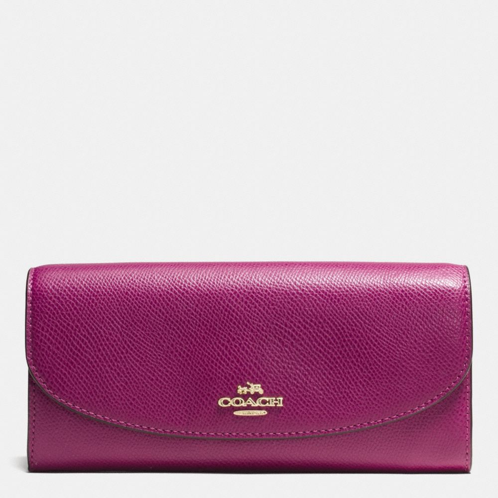 SLIM ENVELOPE WALLET IN FIELD FLORA PRINT COATED CANVAS - COACH f54012 - IMITATION GOLD/FUCHSIA MULTI