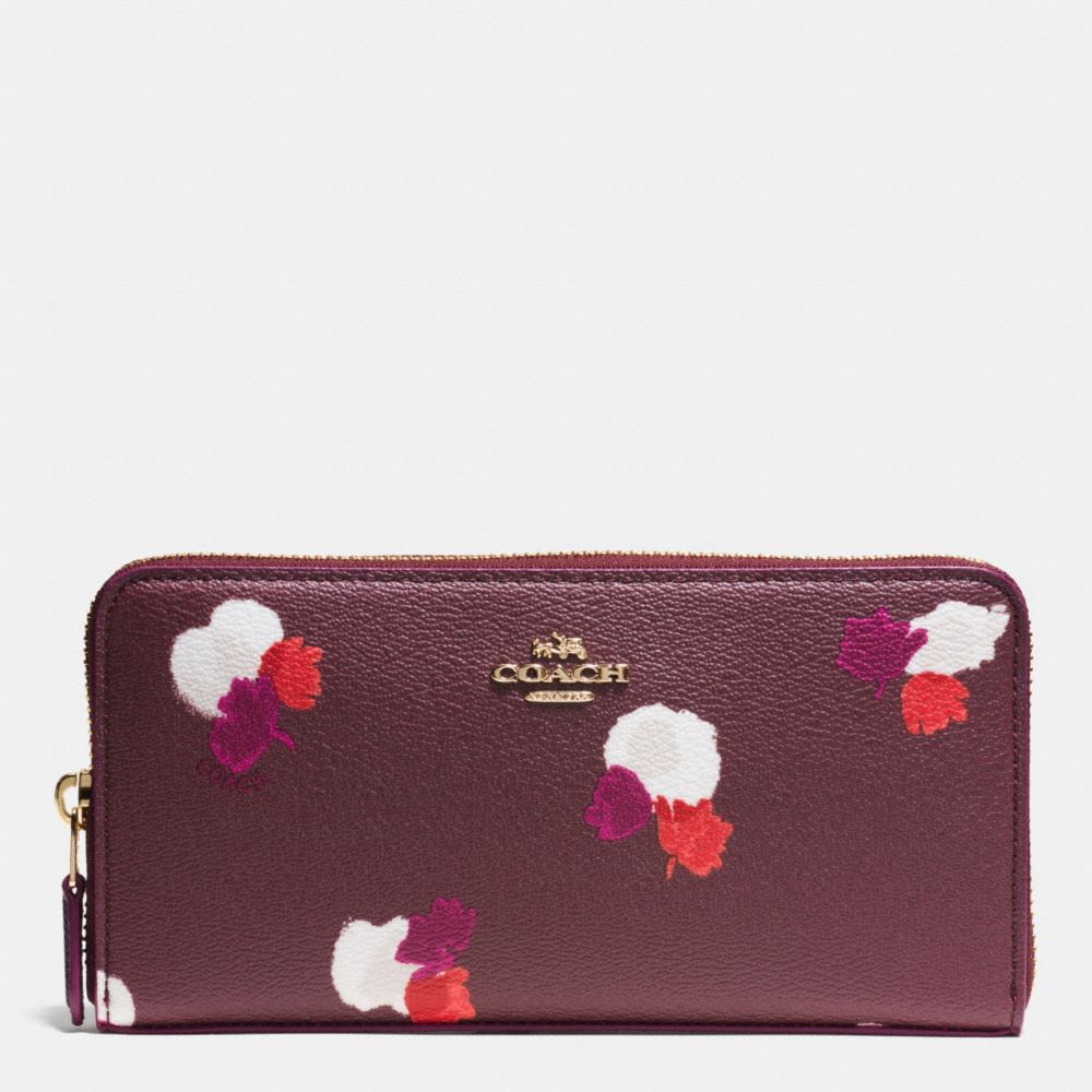 ACCORDION ZIP WALLET IN FIELD FLORA PRINT COATED CANVAS - COACH  f54017 - IMITATION GOLD/BURGUNDY MULTI