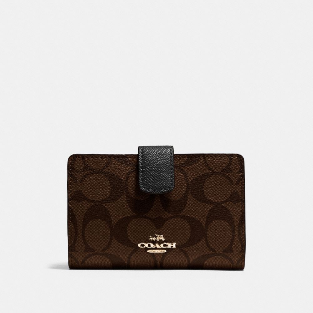 MEDIUM CORNER ZIP WALLET IN SIGNATURE - COACH f54023 - IMITATION  GOLD/BROWN/BLACK