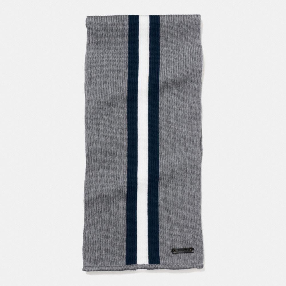 KNIT VARSITY STRIPE SCARF - COACH f54088 - FOG/MIDNIGHT/CHALK