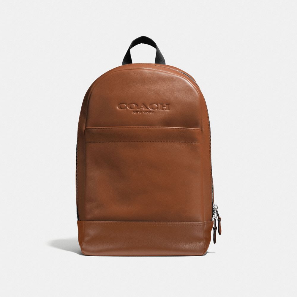 CHARLES SLIM BACKPACK IN SPORT CALF LEATHER - COACH f54135 - DARK  SADDLE