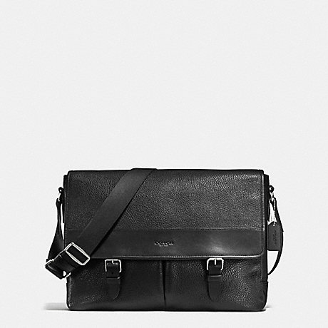 COACH HENRY MESSENGER IN PEBBLE LEATHER - BLACK - f54149