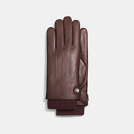 COACH 3-IN-1 LEATHER GLOVE - MAHOGANY - F54183