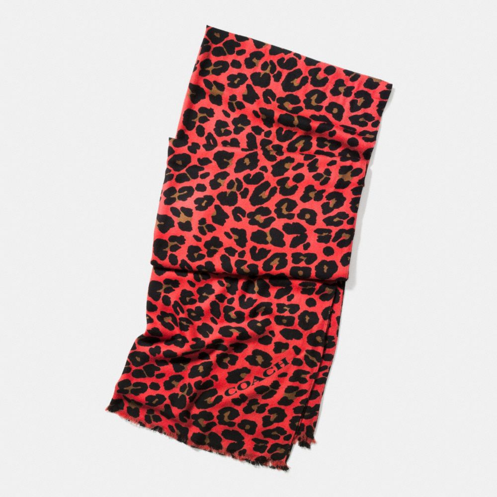 LEOPARD OBLONG SCARF - COACH f54247 - WATERMELON