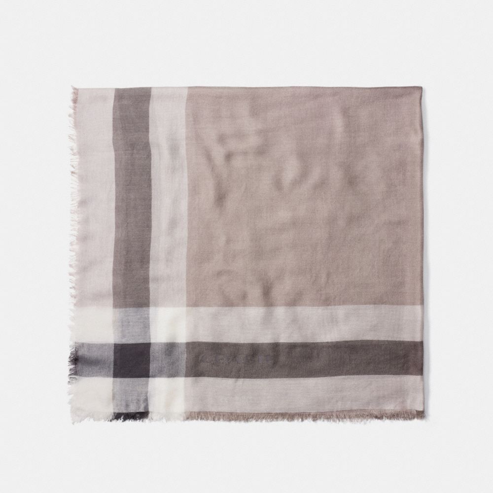 OUTLET WINDOWPANE CHALLIS SCARF - COACH f54253 - STONE