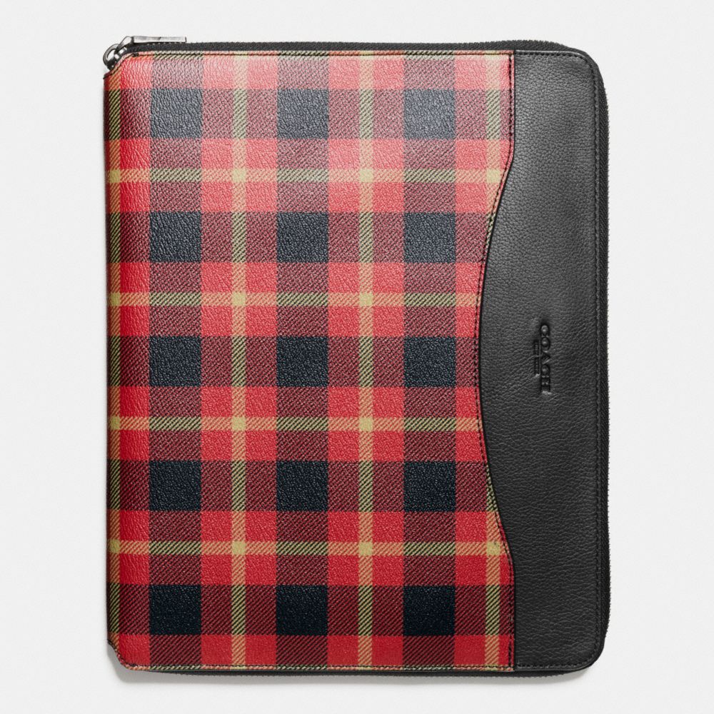 TECH CASE IN PLAID PRINT COATED CANVAS - COACH f54479 - BLACK/RED  PLAID BLACK