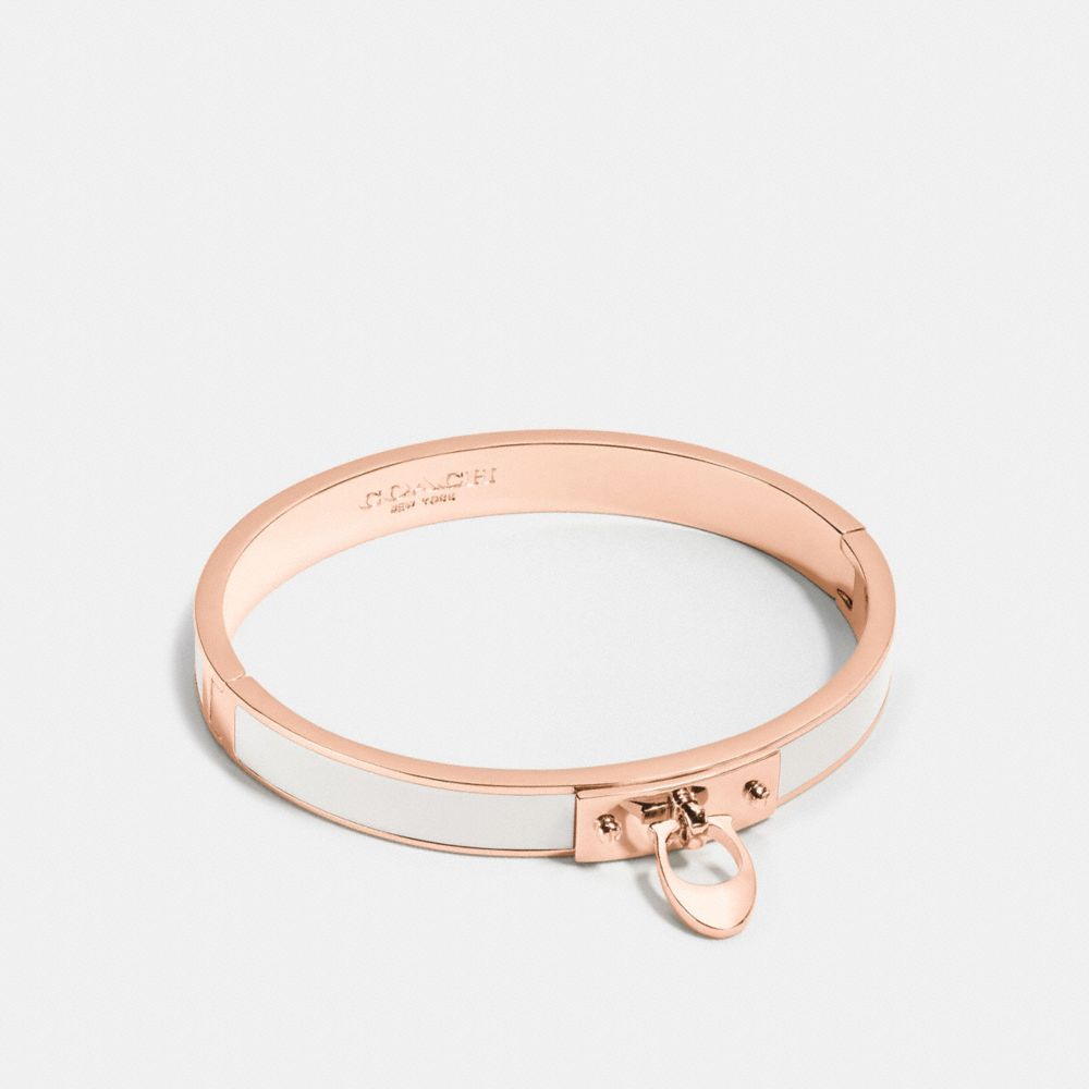 ENAMEL SIGNATURE C HINGED BANGLE - COACH f54495 - ROSEGOLD/CHALK