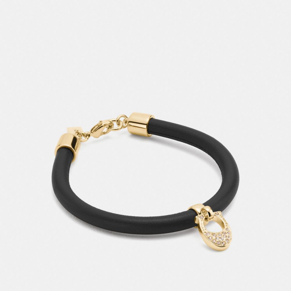 PAVE LEATHER SIGNATURE C BRACELET - COACH f54496 - GOLD/BLACK