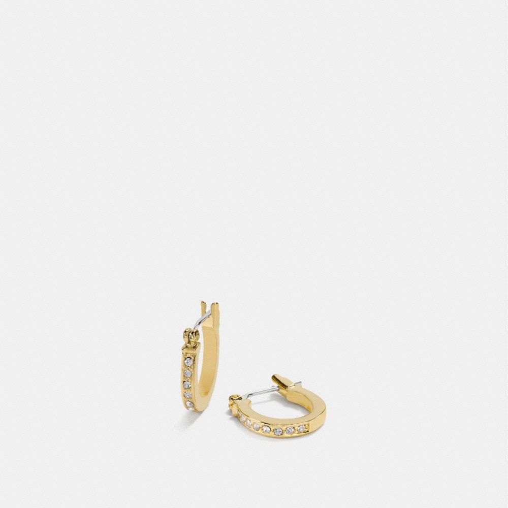 PAVE SIGNATURE HUGGIE EARRINGS - COACH f54497 - GOLD