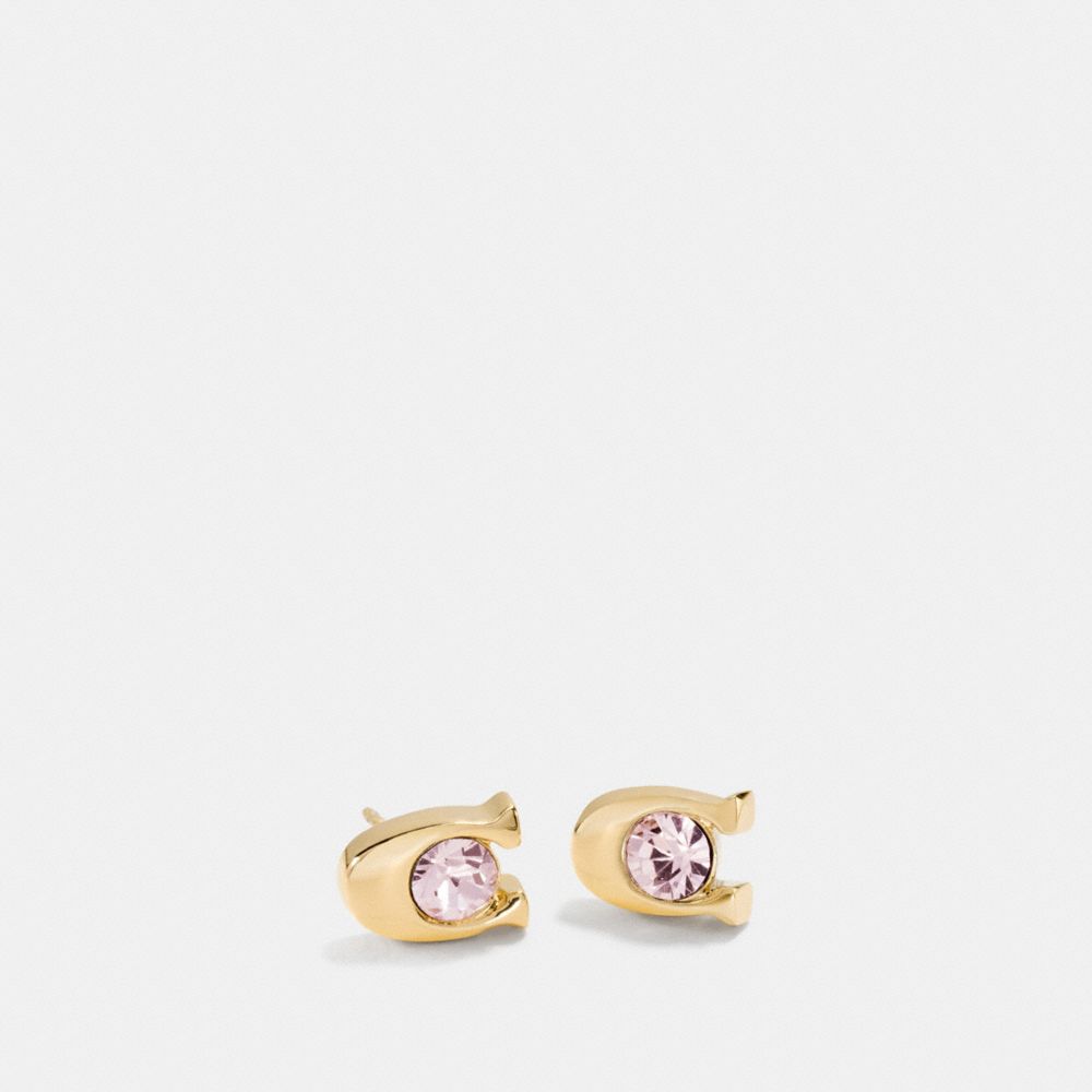 SIGNATURE STONE STUD EARRINGS - COACH f54498 -  GOLD