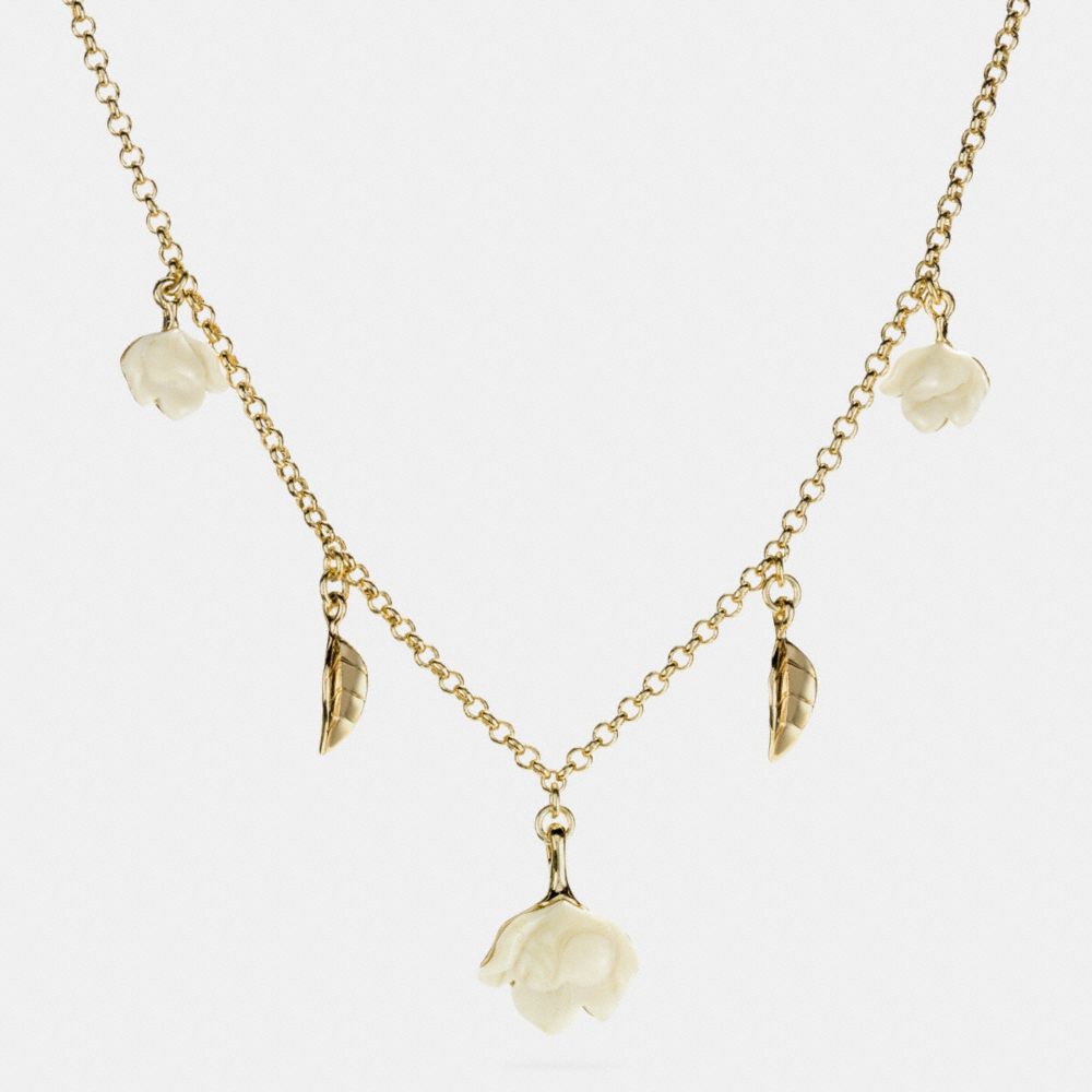 RESIN LEAF AND FLOWER NECKLACE - COACH f54507 - GOLD