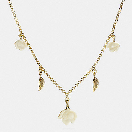 COACH RESIN LEAF AND FLOWER NECKLACE - GOLD - f54507