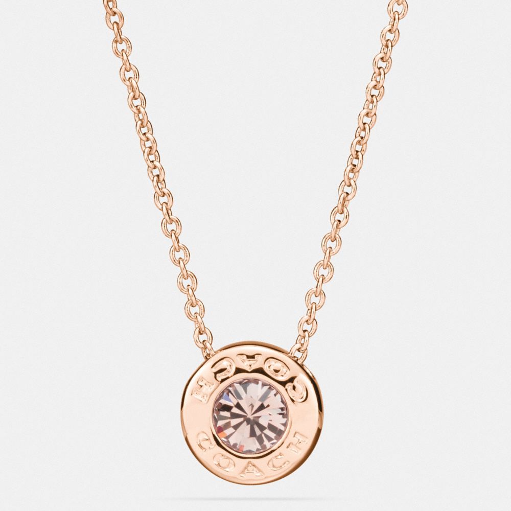 OPEN CIRCLE STONE STRAND NECKLACE - COACH f54514 - ROSEGOLD