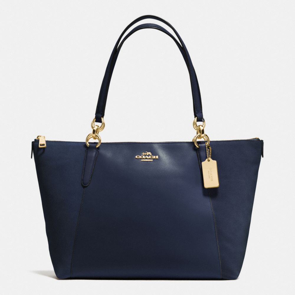 COACH AVA TOTE IN LEATHER AND SUEDE WITH CROC EMBOSSED LEATHER TRIM - IMITATION GOLD/MIDNIGHT - F54579