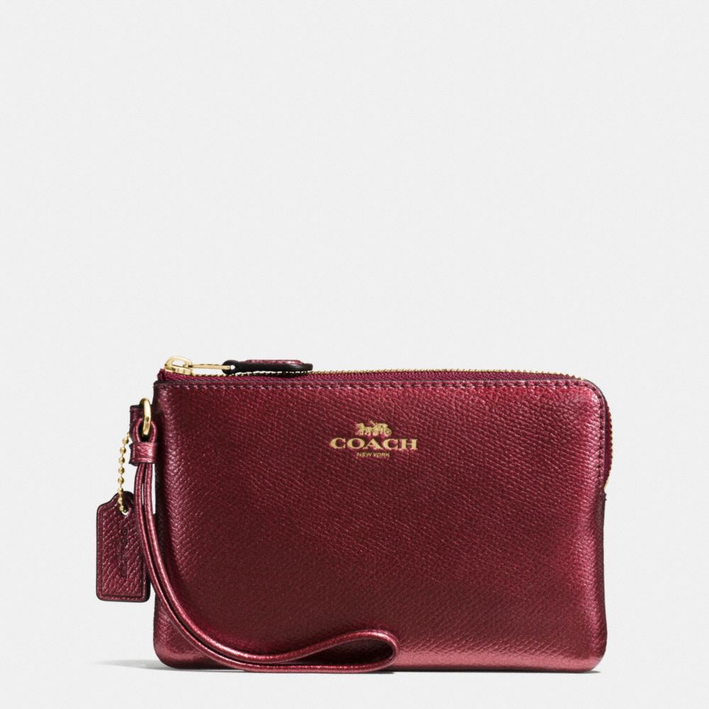 CORNER ZIP WRISTLET IN CROSSGRAIN LEATHER - COACH f54626 - IMITATION GOLD/METALLIC CHERRY