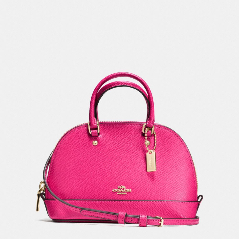 MICRO MINI SIERRA SATCHEL IN CROSSGRAIN LEATHER - COACH f54661 - IMITATION GOLD/PINK RUBY