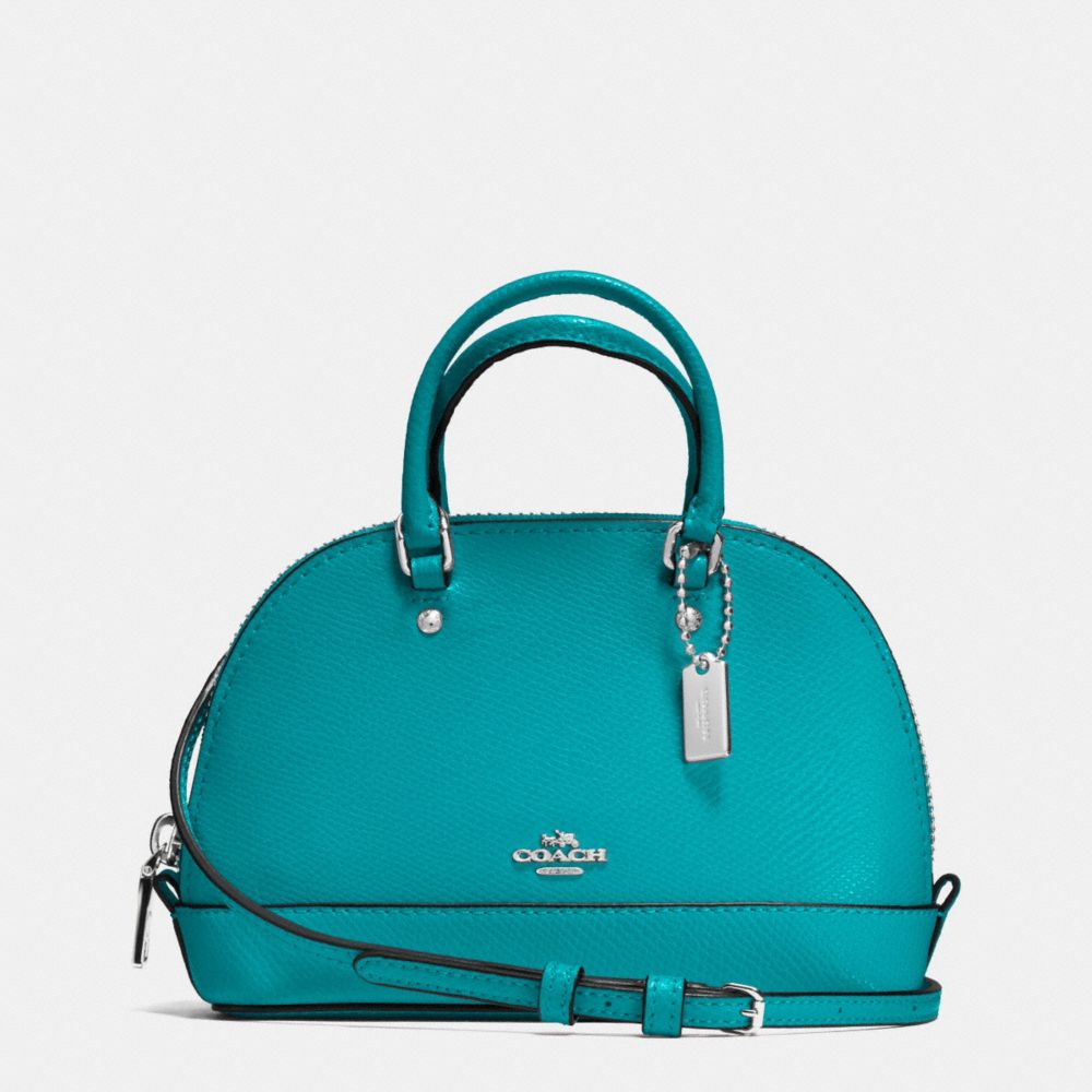 MICRO MINI SIERRA SATCHEL IN CROSSGRAIN LEATHER - COACH f54661 - SILVER/TURQUOISE