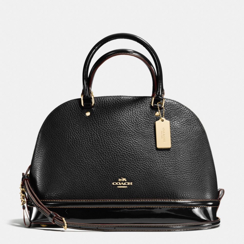 COACH SIERRA SATCHEL IN PEBBLE AND PATENT LEATHERS - IMITATION GOLD/BLACK - F54664