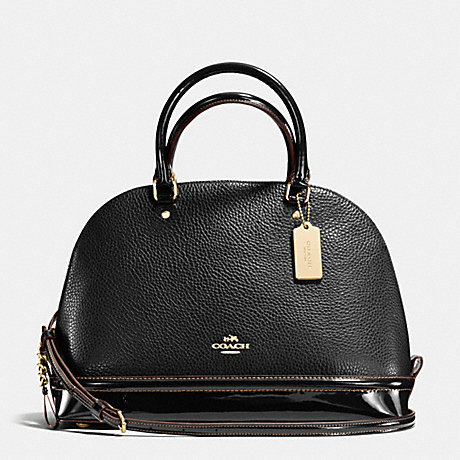 COACH SIERRA SATCHEL IN PEBBLE AND PATENT LEATHERS - IMITATION GOLD/BLACK - f54664