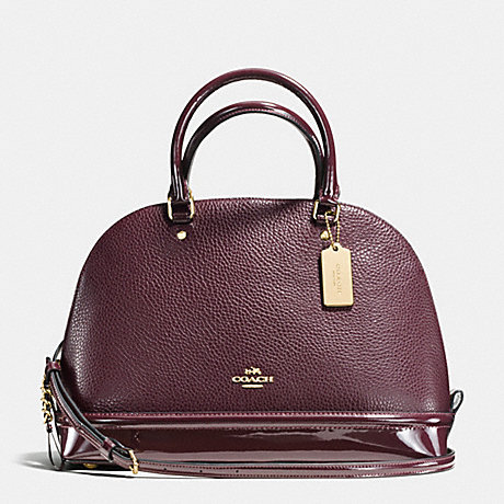 COACH SIERRA SATCHEL IN PEBBLE AND PATENT LEATHERS - IMITATION GOLD/OXBLOOD 1 - f54664