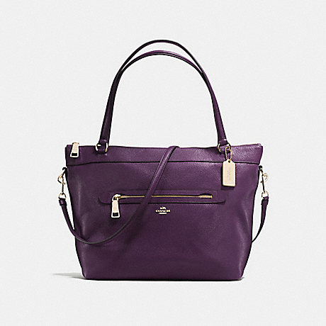 COACH TYLER TOTE IN PEBBLE LEATHER - IMITATION GOLD/AUBERGINE - f54687