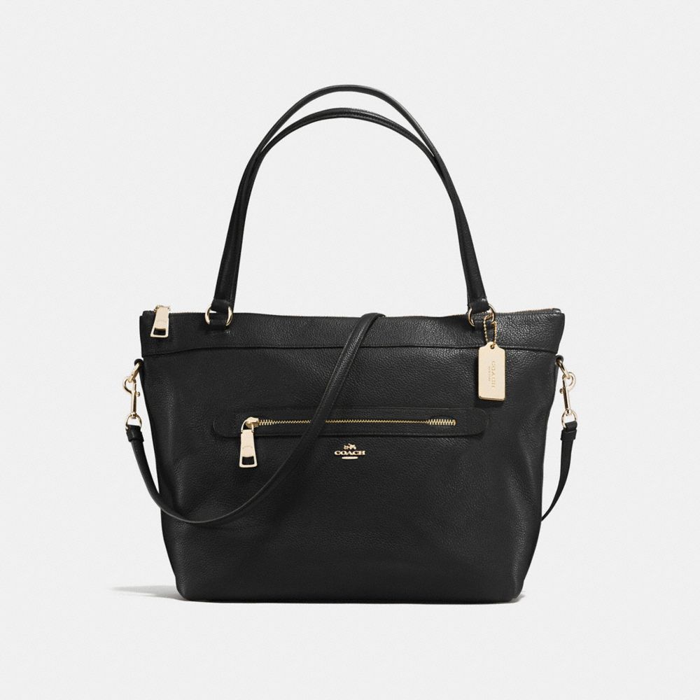 COACH TYLER TOTE IN PEBBLE LEATHER - IMITATION GOLD/BLACK - F54687