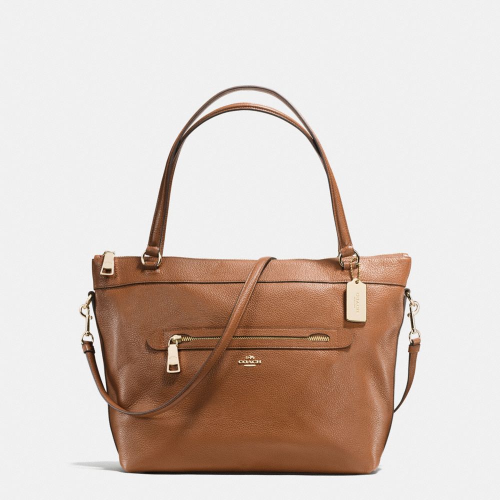 TYLER TOTE IN PEBBLE LEATHER - COACH f54687 - IMITATION  GOLD/SADDLE