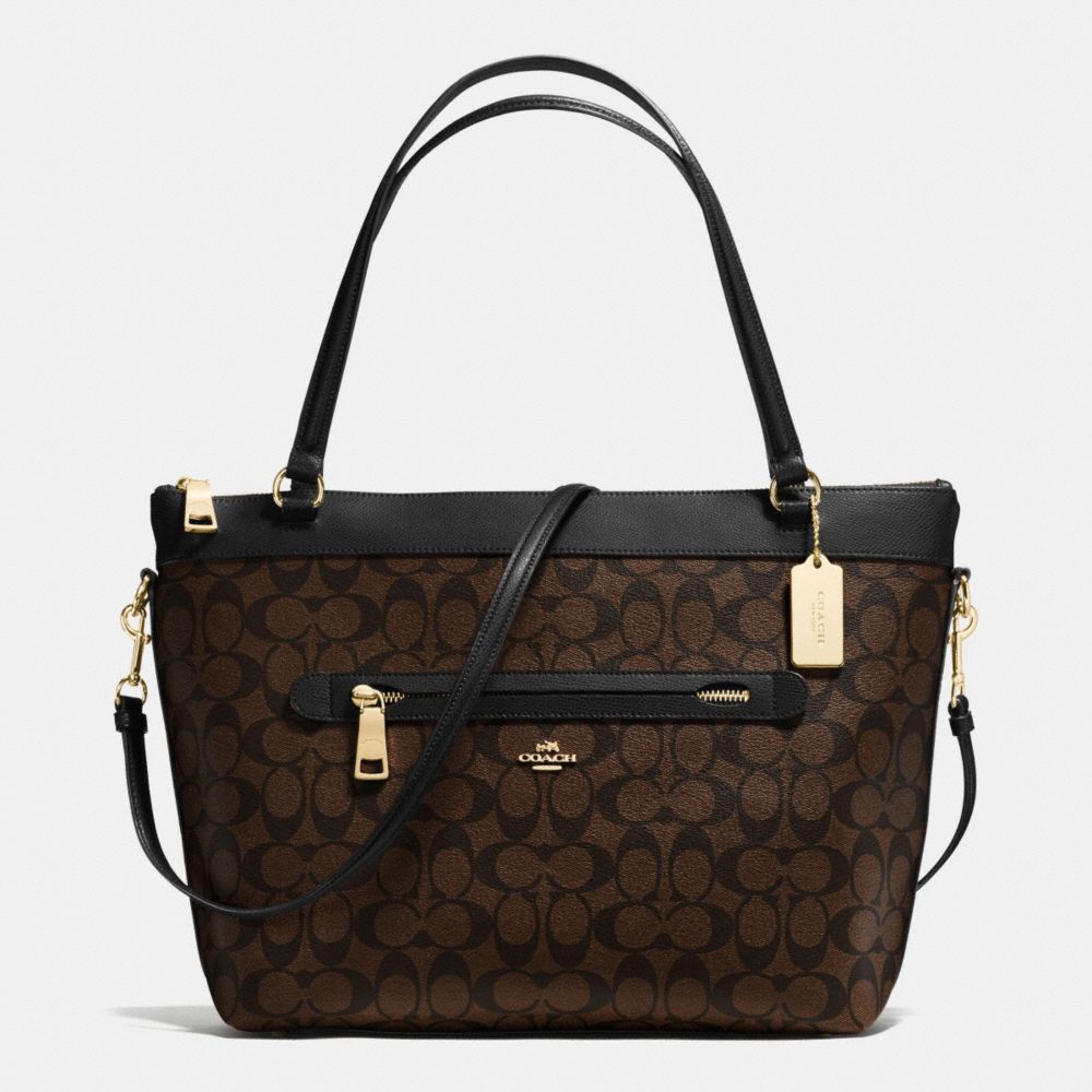 TYLER TOTE IN SIGNATURE - COACH f54690 - IMITATION GOLD/BROWN/BLACK