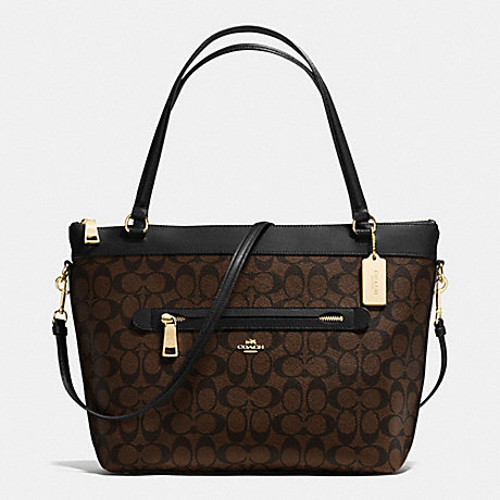 COACH TYLER TOTE IN SIGNATURE - IMITATION GOLD/BROWN/BLACK - f54690