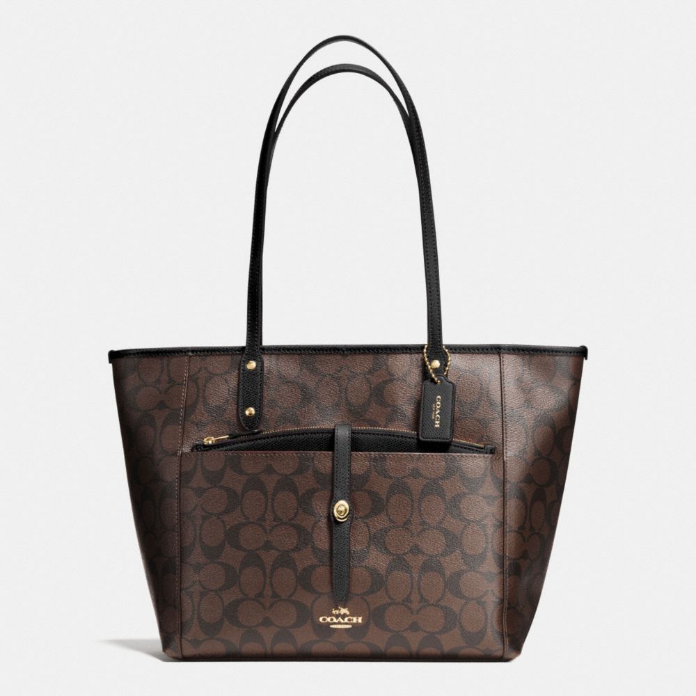 CITY TOTE WITH POUCH IN SIGNATURE - COACH f54700 - IMITATION  GOLD/BROWN/BLACK
