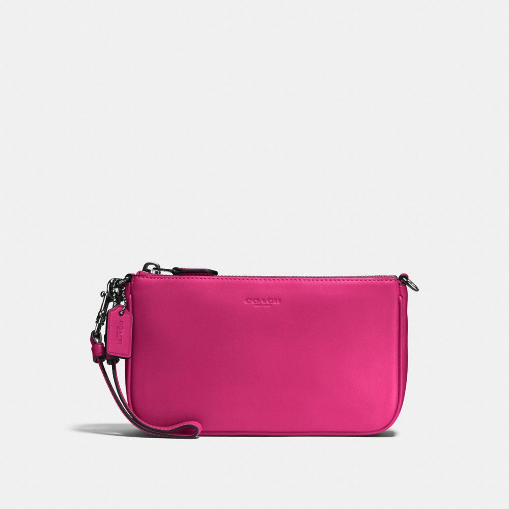 NOLITA WRISTLET 19 IN GLOVETANNED LEATHER - COACH f54750 - DARK GUNMETAL/CERISE