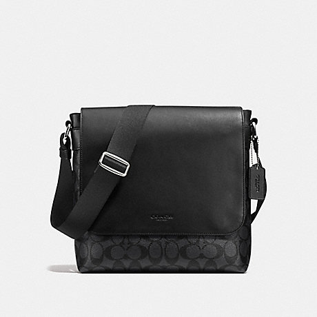 COACH CHARLES SMALL MESSENGER IN SIGNATURE - CHARCOAL/BLACK - f54771