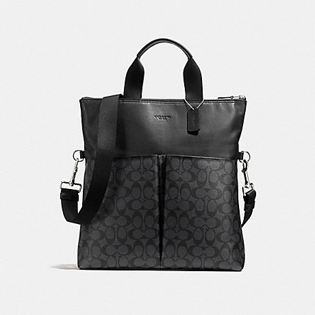 COACH CHARLES FOLDOVER TOTE IN SIGNATURE - CHARCOAL/BLACK - f54774