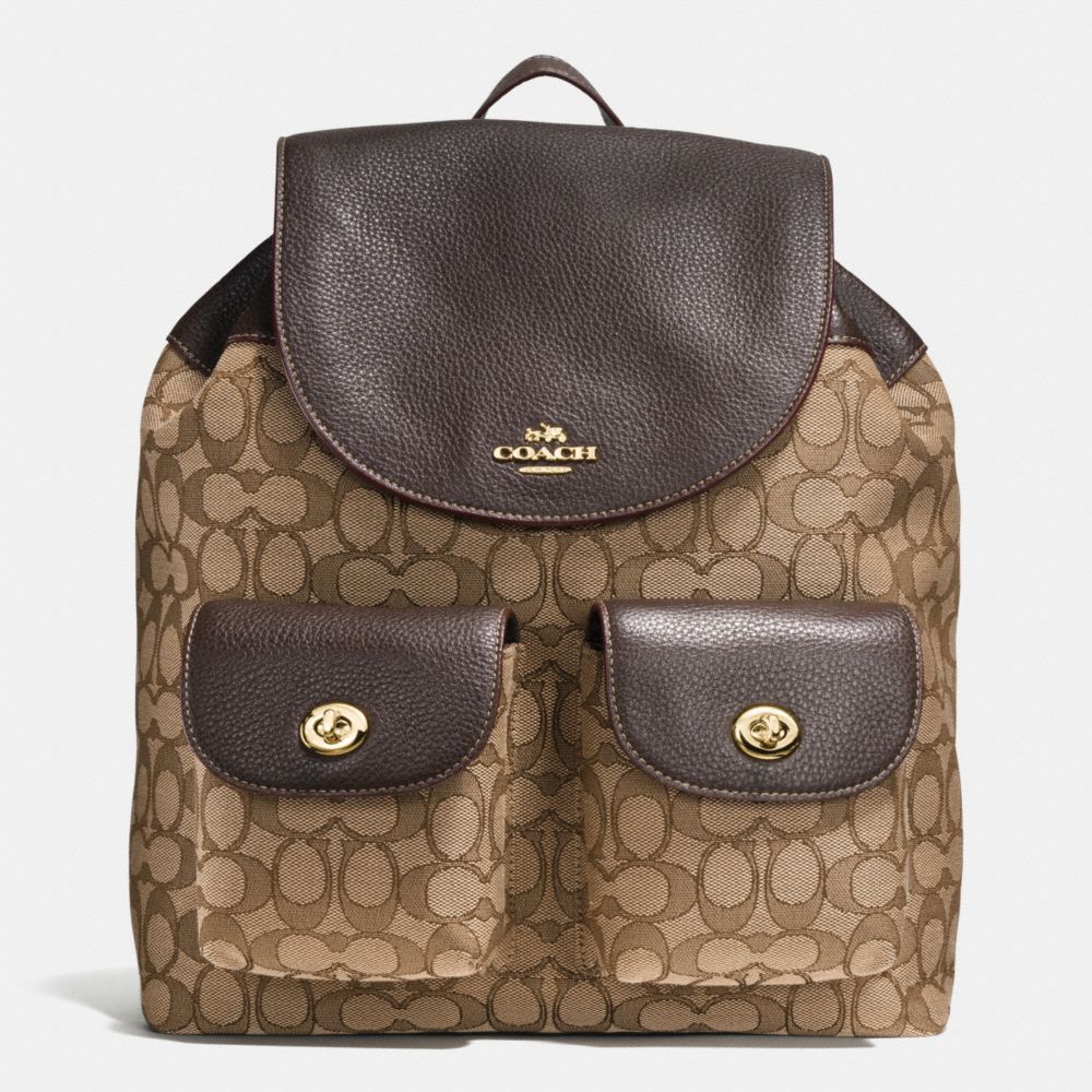 BILLIE BACKPACK IN OUTLINE SIGNATURE - COACH f54795 - IMITATION GOLD/KHAKI/BROWN