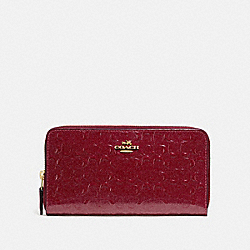 COACH ACCORDION ZIP WALLET IN SIGNATURE LEATHER - CHERRY /LIGHT GOLD - F54805