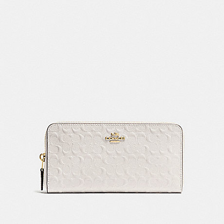 COACH ACCORDION ZIP WALLET IN SIGNATURE DEBOSSED PATENT LEATHER - IMITATION GOLD/CHALK - f54805
