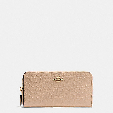 COACH ACCORDION ZIP WALLET IN SIGNATURE DEBOSSED PATENT LEATHER - IMITATION GOLD/BEECHWOOD - f54805