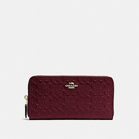COACH ACCORDION ZIP WALLET IN SIGNATURE DEBOSSED PATENT LEATHER - IMITATION GOLD/OXBLOOD 1 - f54805