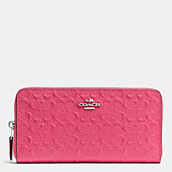 COACH ACCORDION ZIP WALLET IN SIGNATURE DEBOSSED PATENT LEATHER - SILVER/STRAWBERRY - F54805