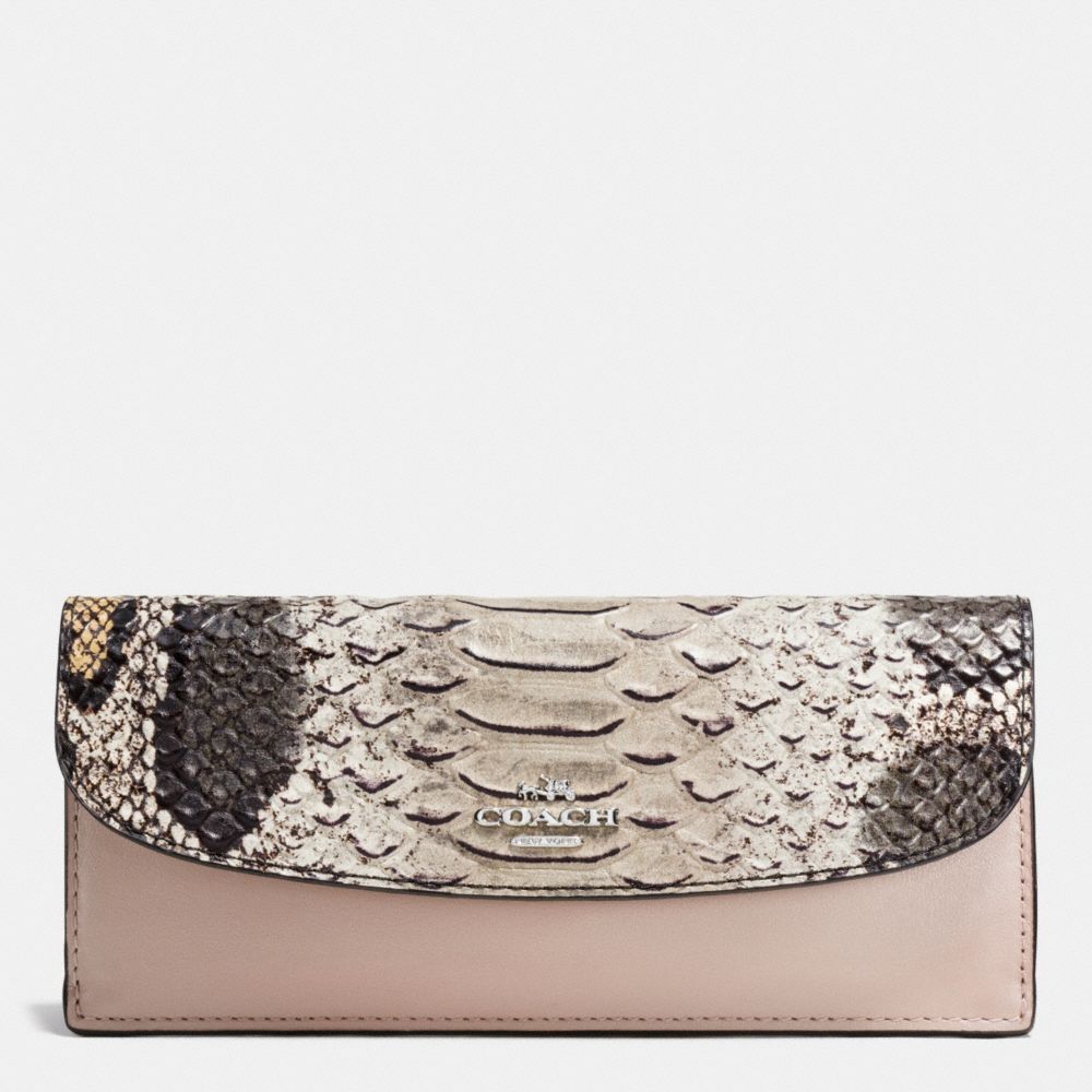 SOFT WALLET IN PYTHON EMBOSSED LEATHER - COACH f54821 -  SILVER/GREY BIRCH MULTI