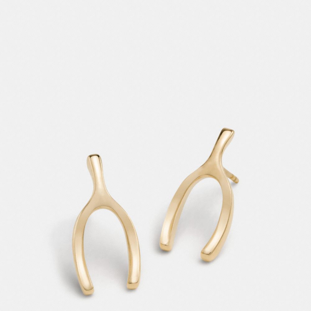 FOUND OBJECTS WISHBONE EARRINGS - COACH f54873 - GOLD