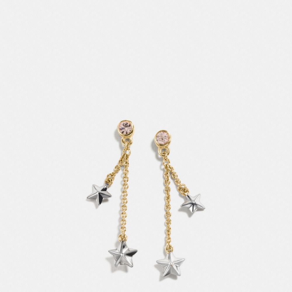 FOUND OBJECTS DANGLING STAR EARRINGS - COACH f54878 - SILVER/GOLD