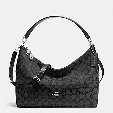 COACH EAST/WEST CELESTE CONVERTIBLE HOBO IN OUTLINE SIGNATURE - SILVER/BLACK SMOKE/BLACK - f54936