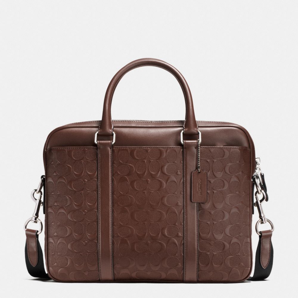 PERRY COMPACT BRIEF IN SIGNATURE CROSSGRAIN LEATHER - COACH f55063 - MAHOGANY