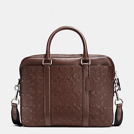 COACH PERRY COMPACT BRIEF IN SIGNATURE CROSSGRAIN LEATHER - MAHOGANY - f55063