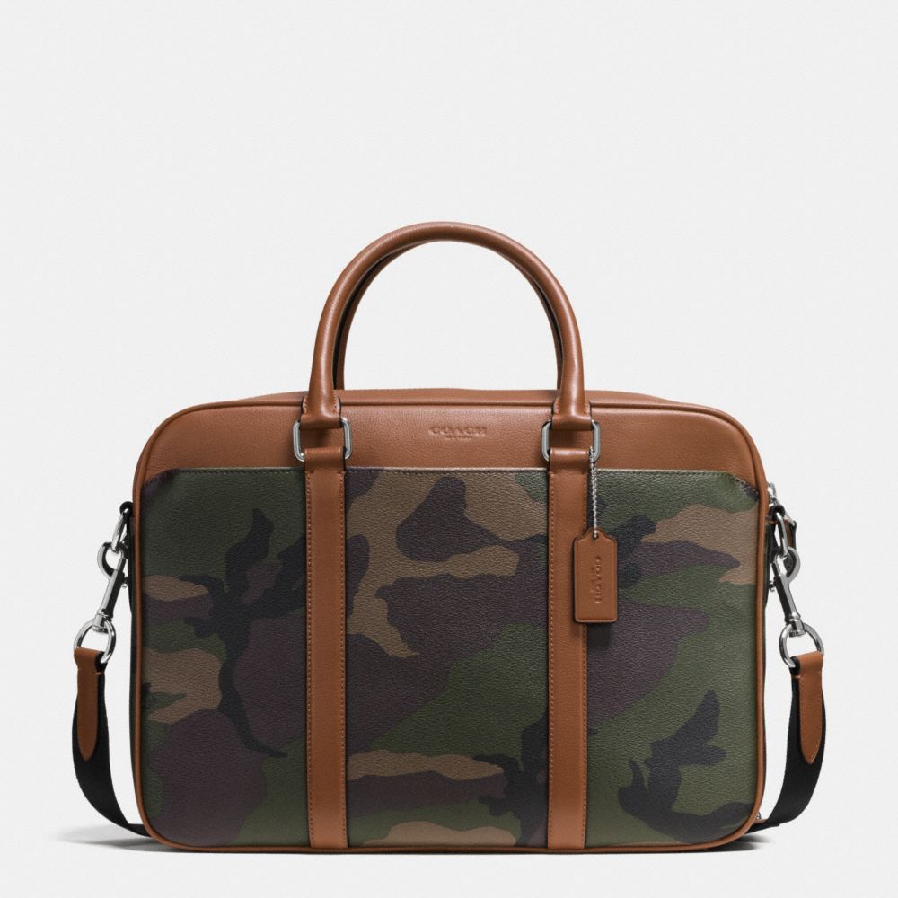 PERRY SLIM BRIEF IN PRINTED COATED CANVAS - COACH f55136 - GREEN  CAMO