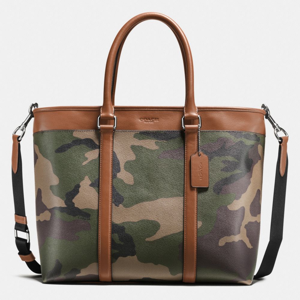 PERRY BUSINESS TOTE IN PRINTED COATED CANVAS - COACH f55137 - GREEN CAMO